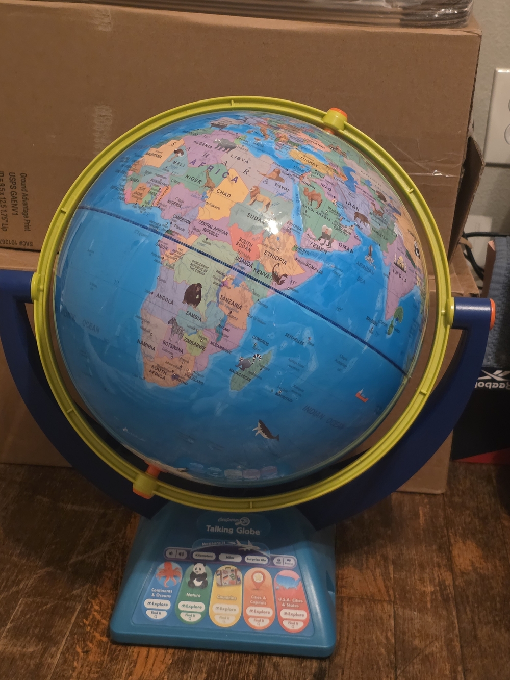 Talking World Globe for Kids - Blue and Yellow Educational Globe
